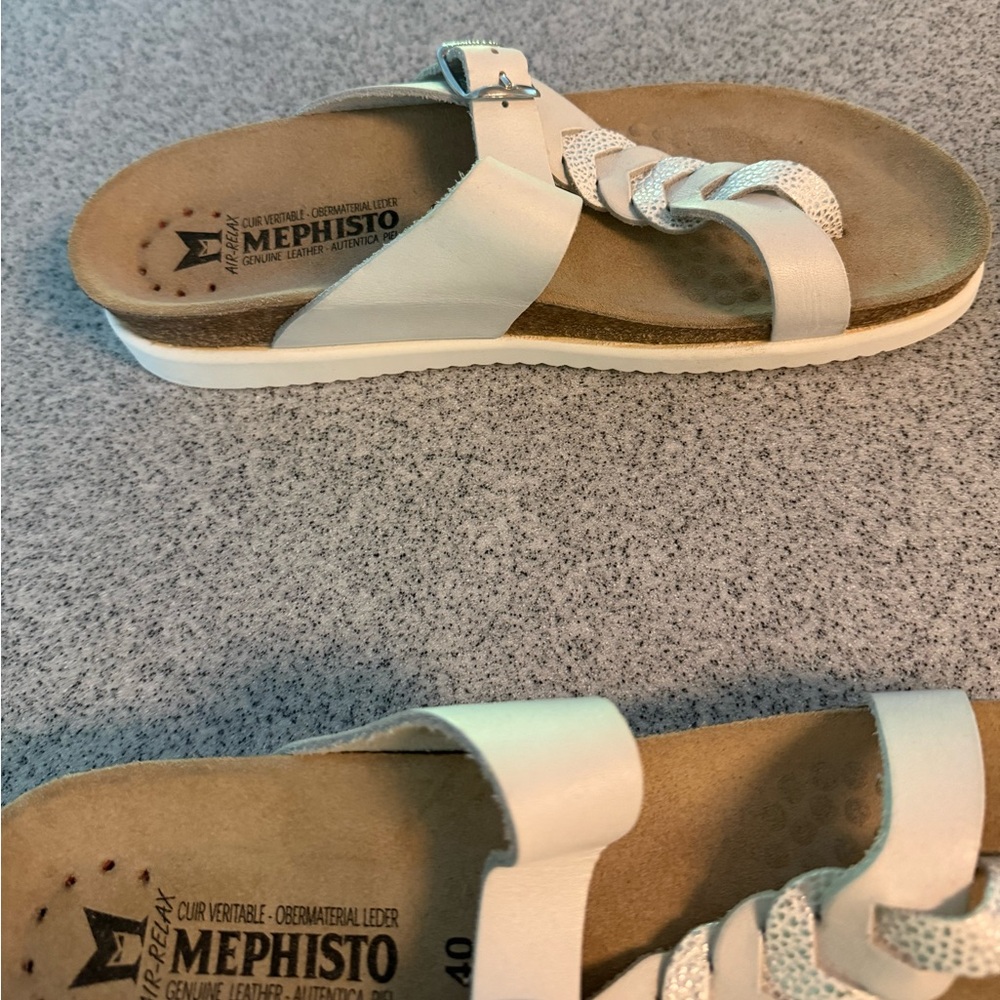 MEPHISTO HELEONORE women’s toe post white leather sandal size 40 NWOT - Picture 8 of 11